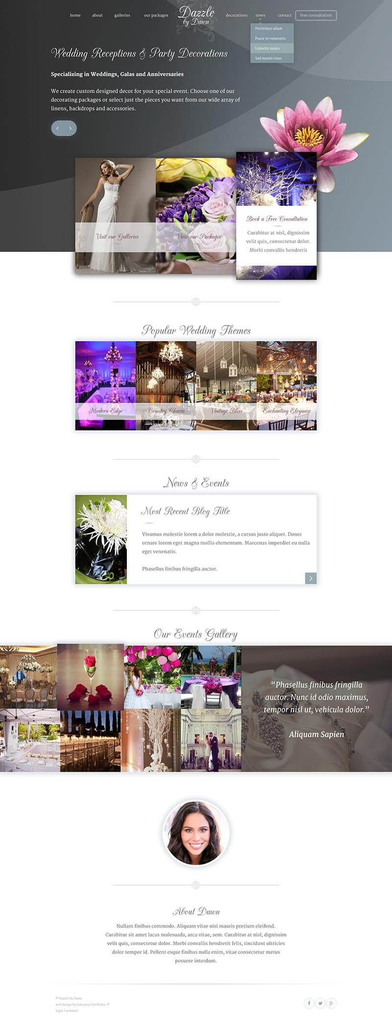 wedding decor web design